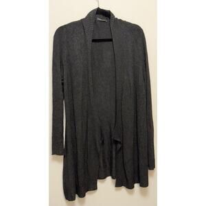 Eileen‎ Fisher Cardigan Sweater Gray Open Waterfall Rib Trim Minimalist Medium